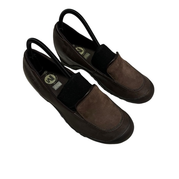 Merrell Ortholite Size 8 Suede And Leather Plaza Spree Chestnut Saddle Slip On - Picture 1 of 8